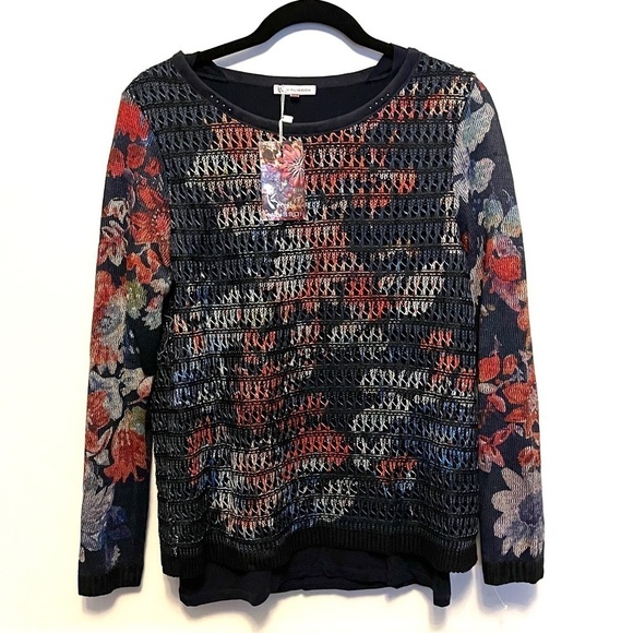 Kalisson Sweaters - Layered Knit floral Sweater